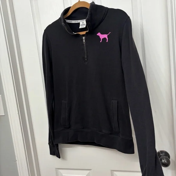 Black Quarter Zip Pullover | Victoria’s Secret PINK M - Picture 4 of 8